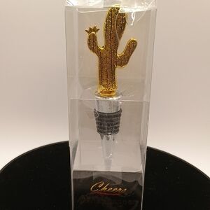 Gold Cactus Wine Stopper
